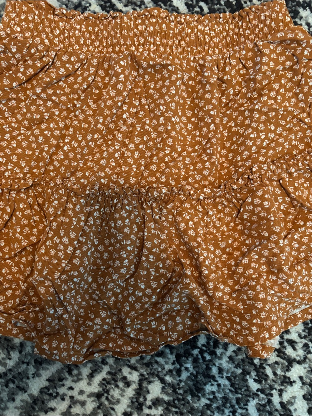 Girls Floral Ruffle Mini Skirt - Rust - Picture 2 of 2